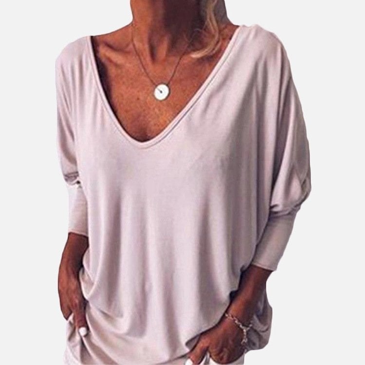 Plus Size Női Laza, Bő Póló Gomb👚