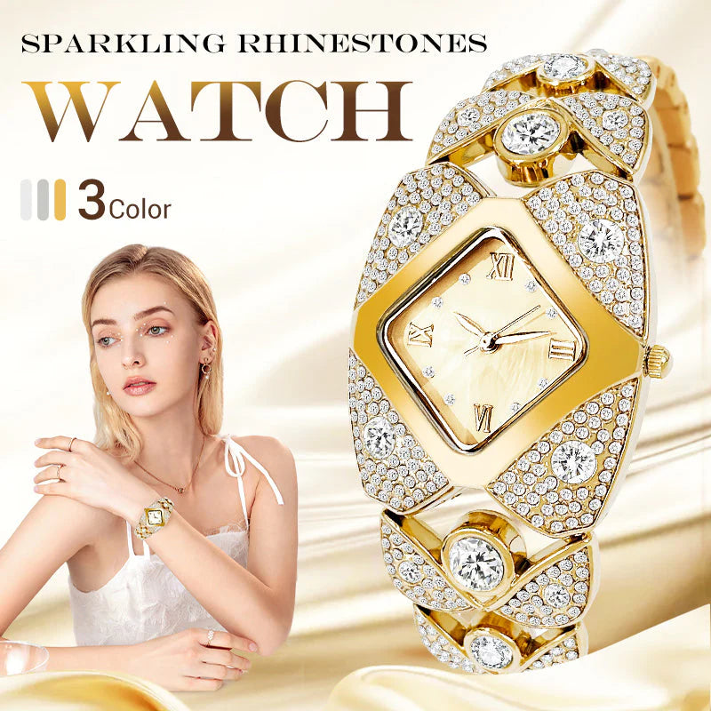 💎Női retró stílusú kvarcóra csillogó kristályokkal⌚