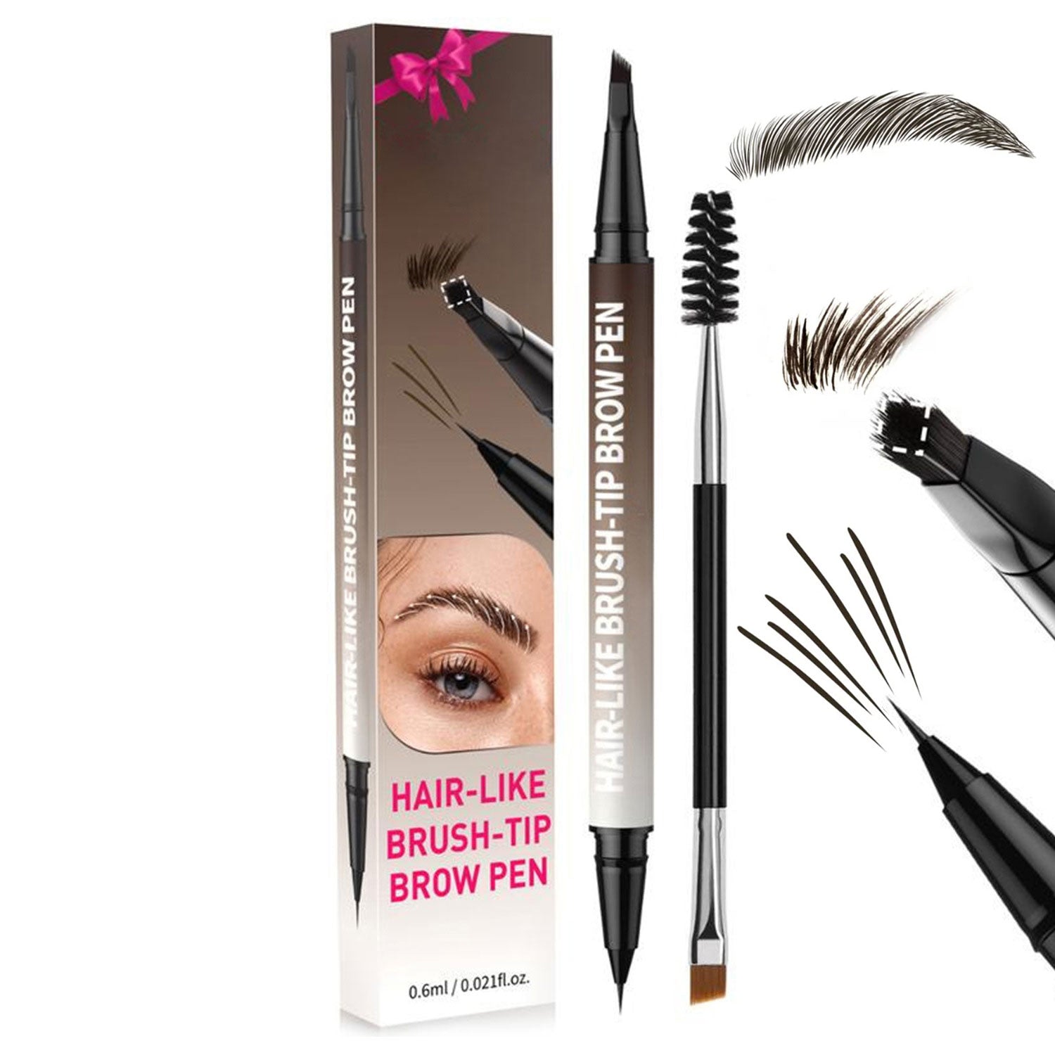 2 az 1-ben Microblading szemöldökceruza szabad négyzet alakú ecsettel