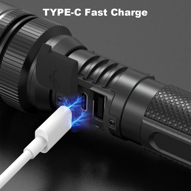 🔦 Nyári alapdarab! 🔥 2 az 1-ben Power Bank zseblámpa – Szuperfényes, zoomolható és USB-n újratölthető kempingezéshez és vészhelyzetekhez