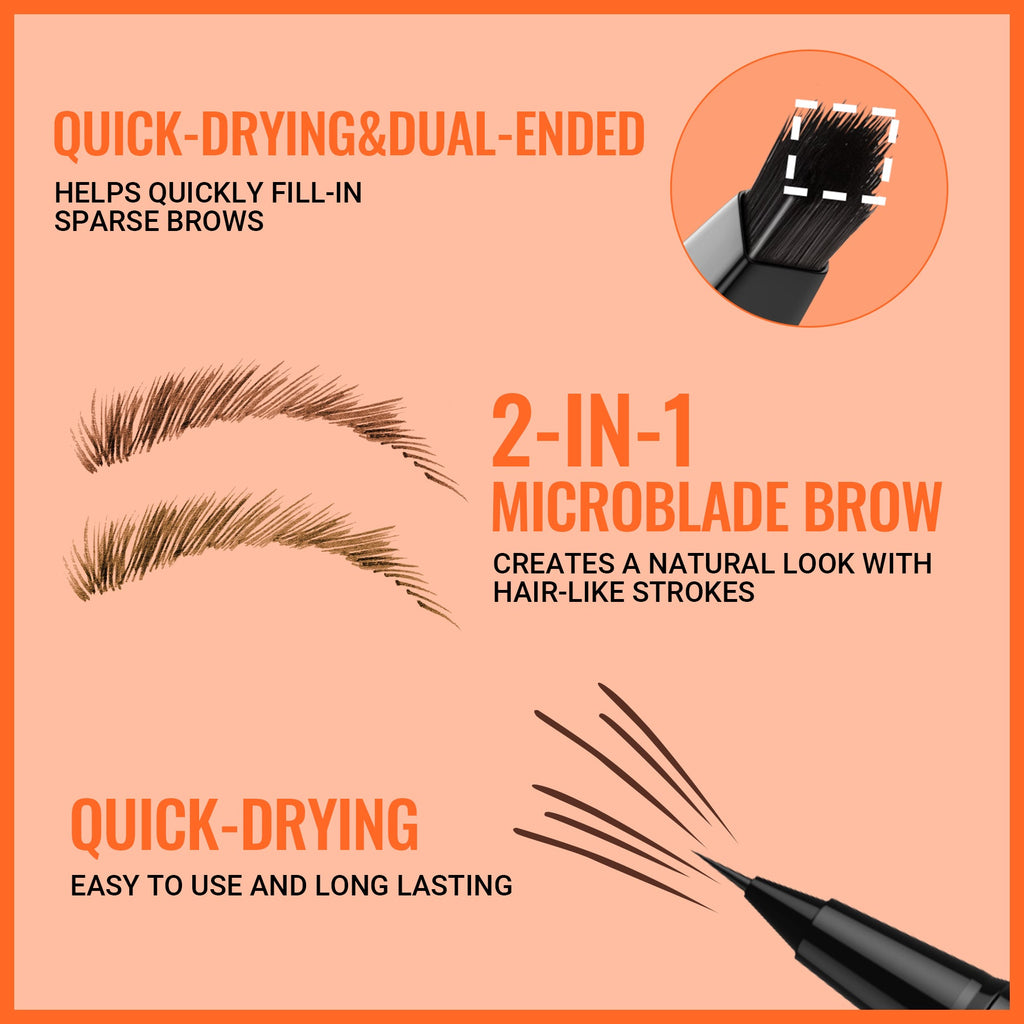 2 az 1-ben Microblading szemöldökceruza szabad négyzet alakú ecsettel