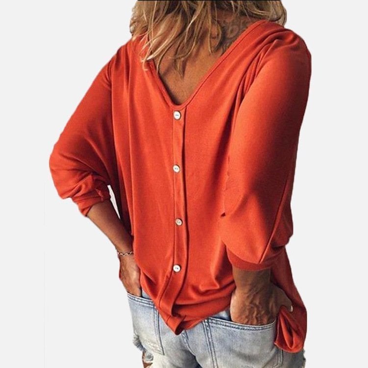 Plus Size Női Laza, Bő Póló Gomb👚