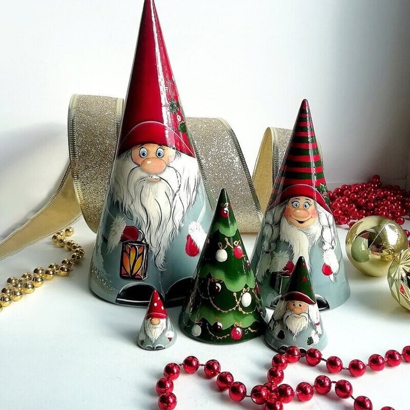 🎅Kézzel készített skandináv törpe fából készült fészekbabák (5 db)
