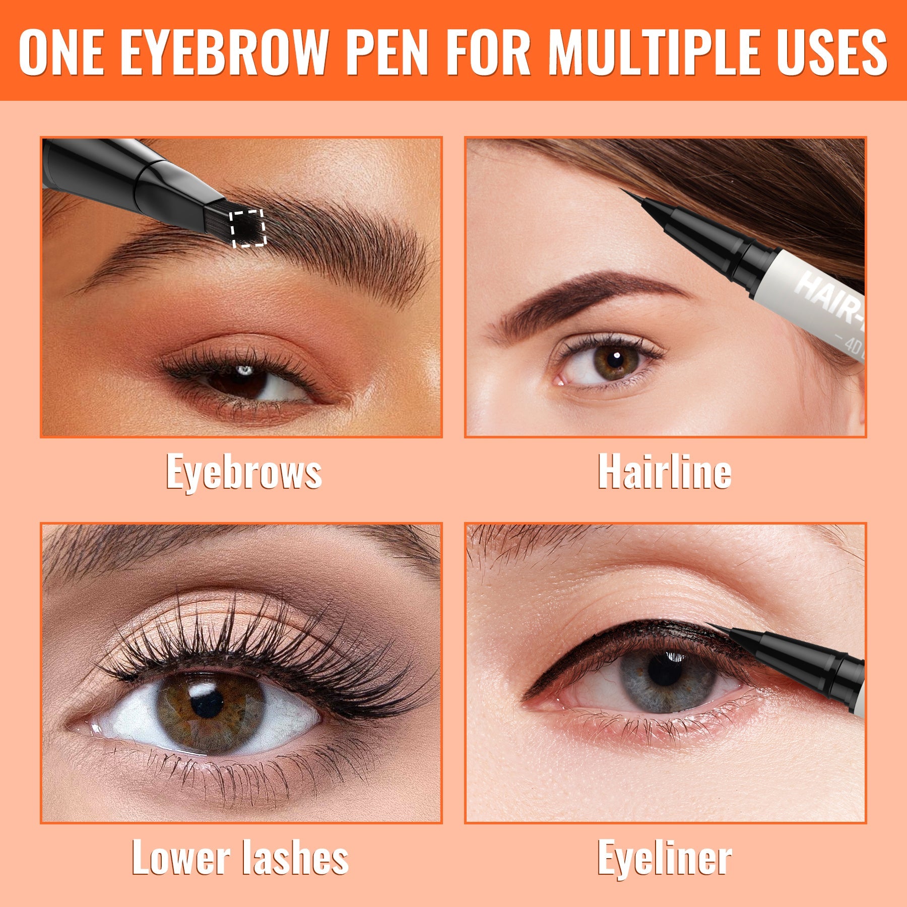 2 az 1-ben Microblading szemöldökceruza szabad négyzet alakú ecsettel