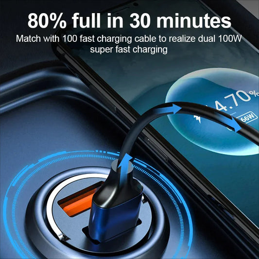 100 W-os intelligens autós töltő - Kettős gyorstöltés intelligens védelemmel