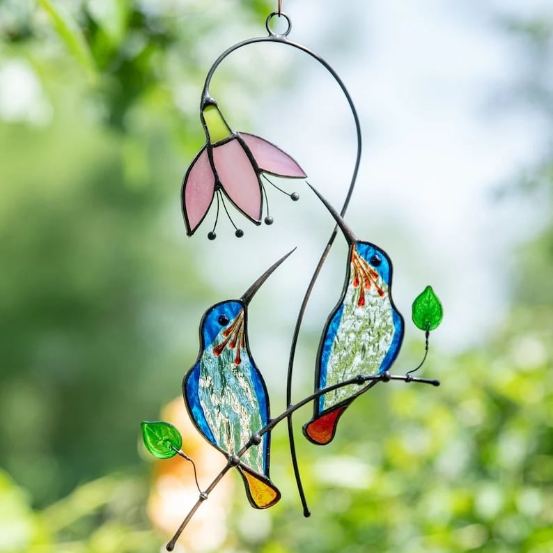 💖Mother's Day Gift- Handmade Stained Hummingbird Suncatcher