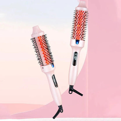 2 az 1-ben hajvasaló és göndörítő – ionos hajformázó kefe égésgátló tulajdonságokkal, gyors felmelegedéssel és hőmérséklet-szabályozással (ideális minden hajtípushoz)