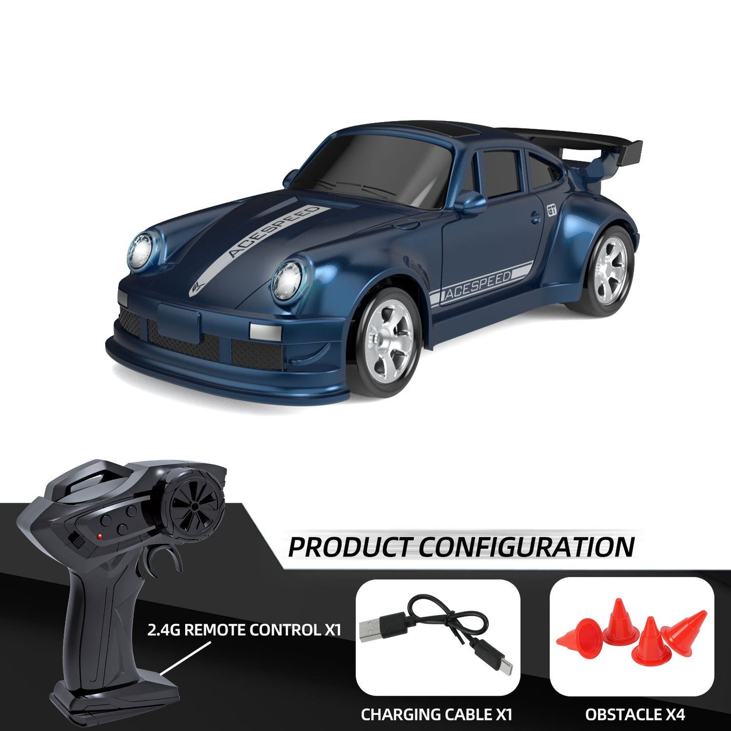 1/64 Mini RC Drift autó - 4WD nagysebességű távirányítóval