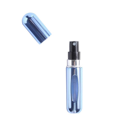 Bottom-fill perfume refill bottle with self-pump sprayer