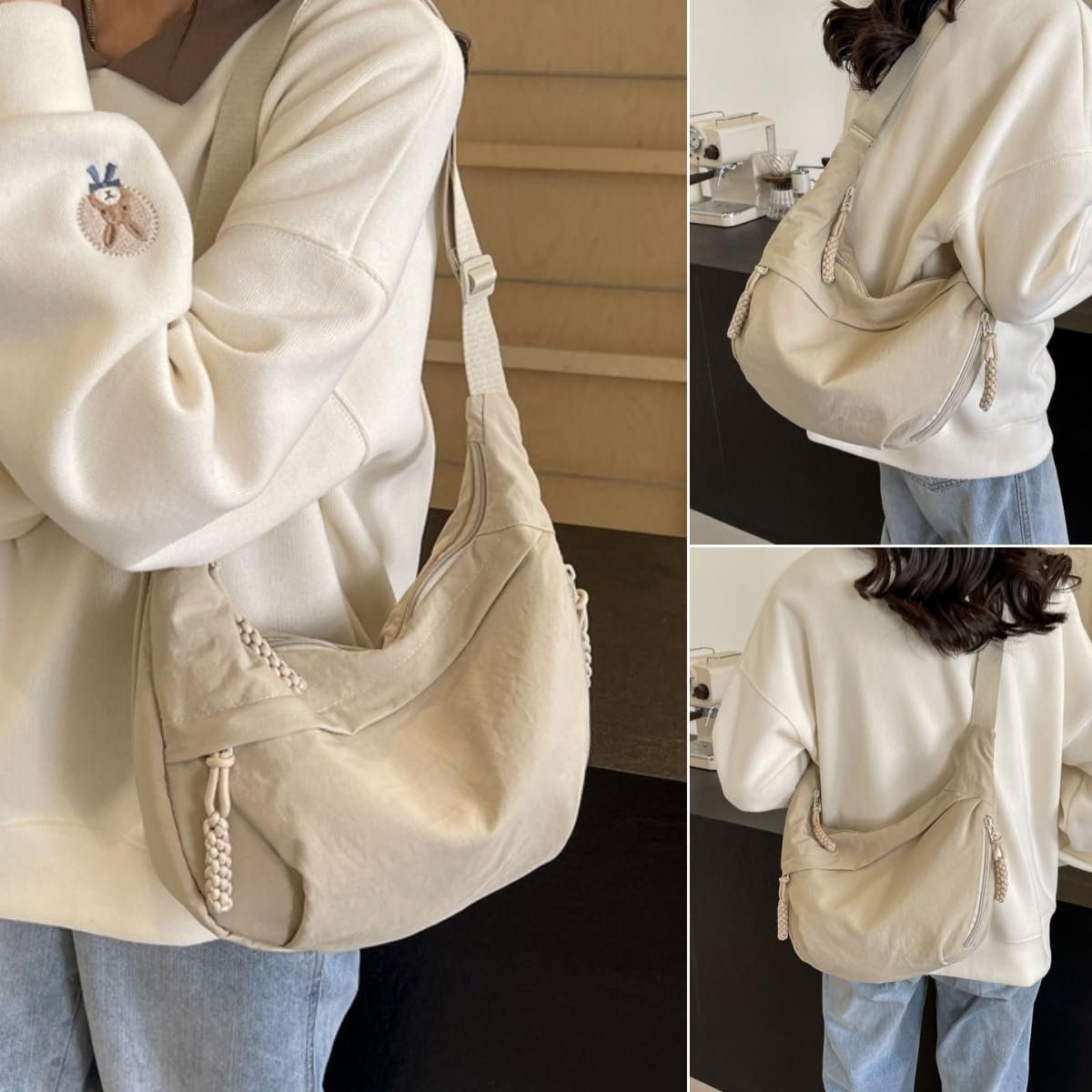 Designer közvetlen értékesítés👜Női divatos egyszínű nejlon keresztpántos táska