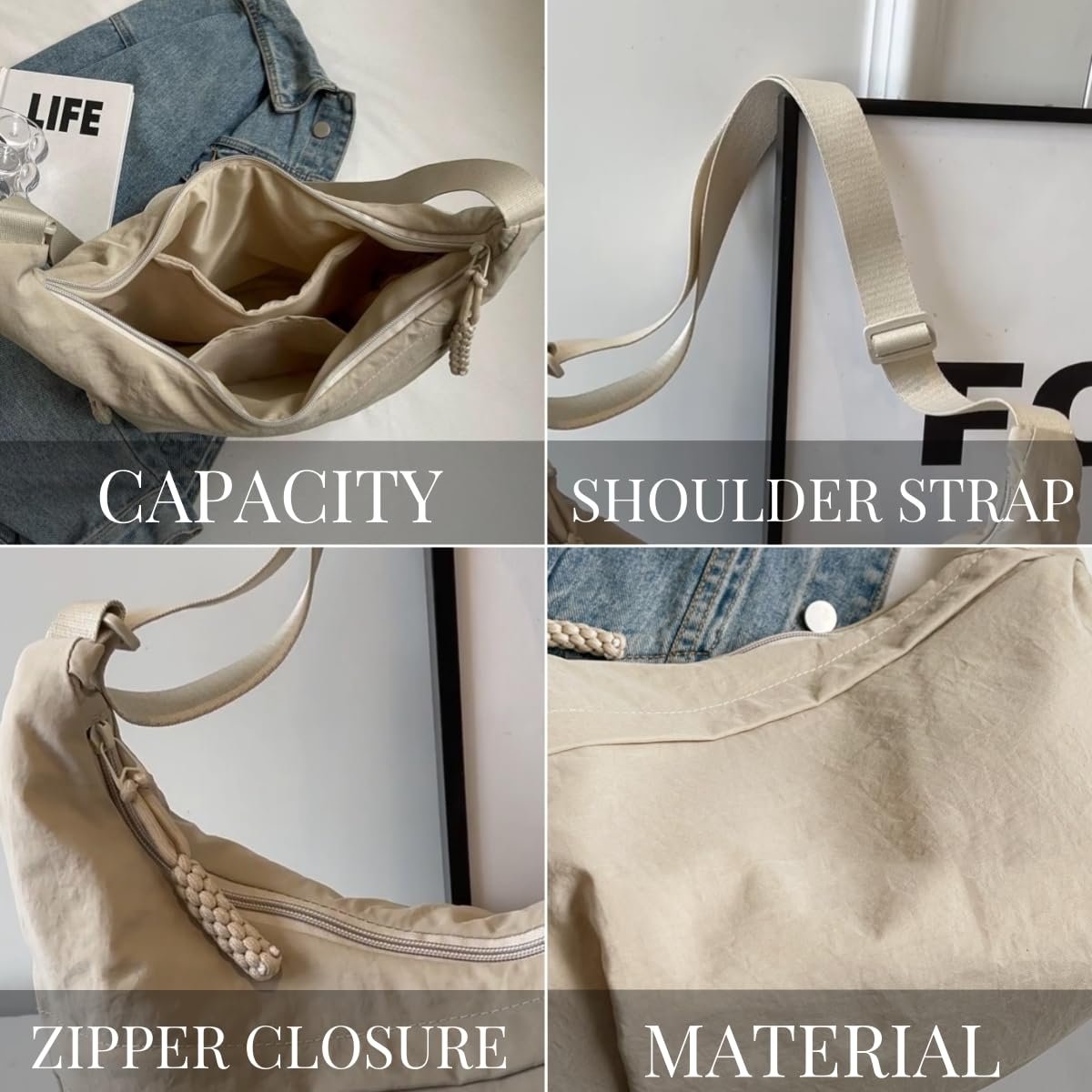 Designer közvetlen értékesítés👜Női divatos egyszínű nejlon keresztpántos táska