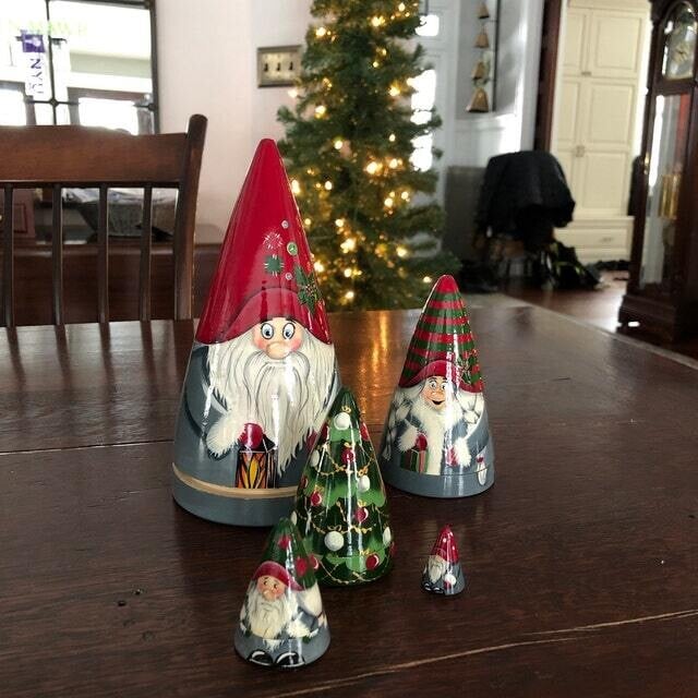 🎅Kézzel készített skandináv törpe fából készült fészekbabák (5 db)