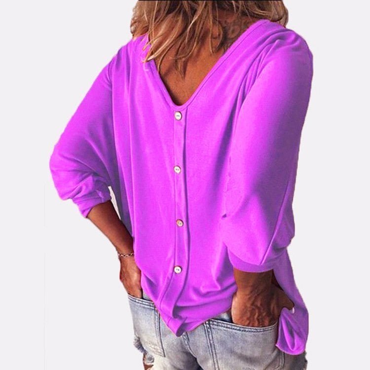 Plus Size Női Laza, Bő Póló Gomb👚