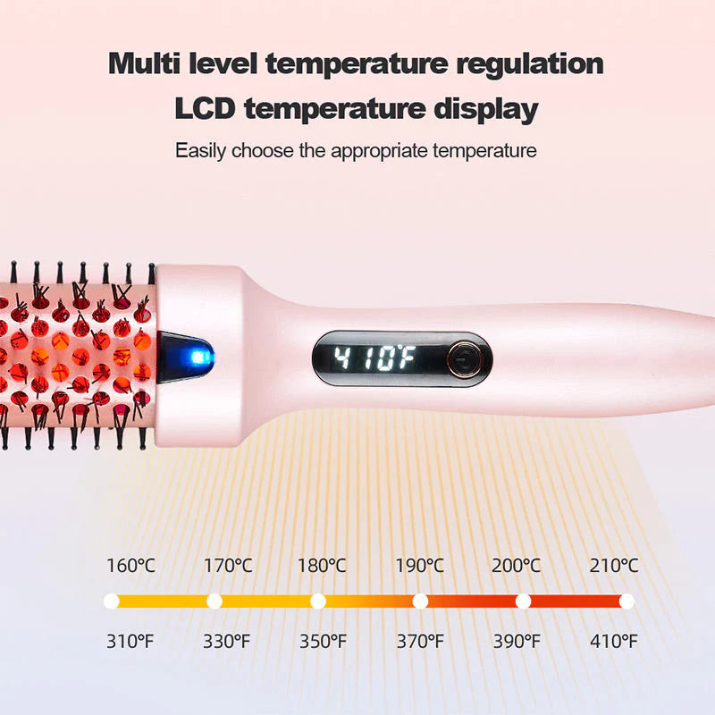 2 az 1-ben hajvasaló és göndörítő – ionos hajformázó kefe égésgátló tulajdonságokkal, gyors felmelegedéssel és hőmérséklet-szabályozással (ideális minden hajtípushoz)