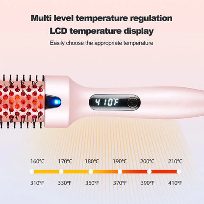 2 az 1-ben hajvasaló és göndörítő – ionos hajformázó kefe égésgátló tulajdonságokkal, gyors felmelegedéssel és hőmérséklet-szabályozással (ideális minden hajtípushoz)