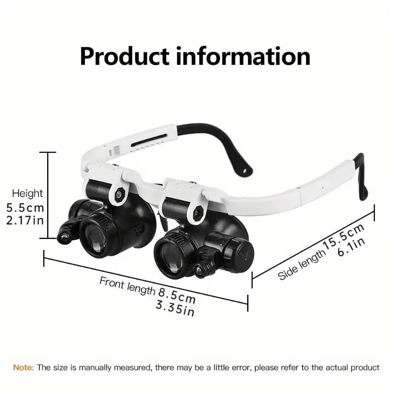 🎁👓8x 15x 23x nagyító a fejen LED fénycsíkkal